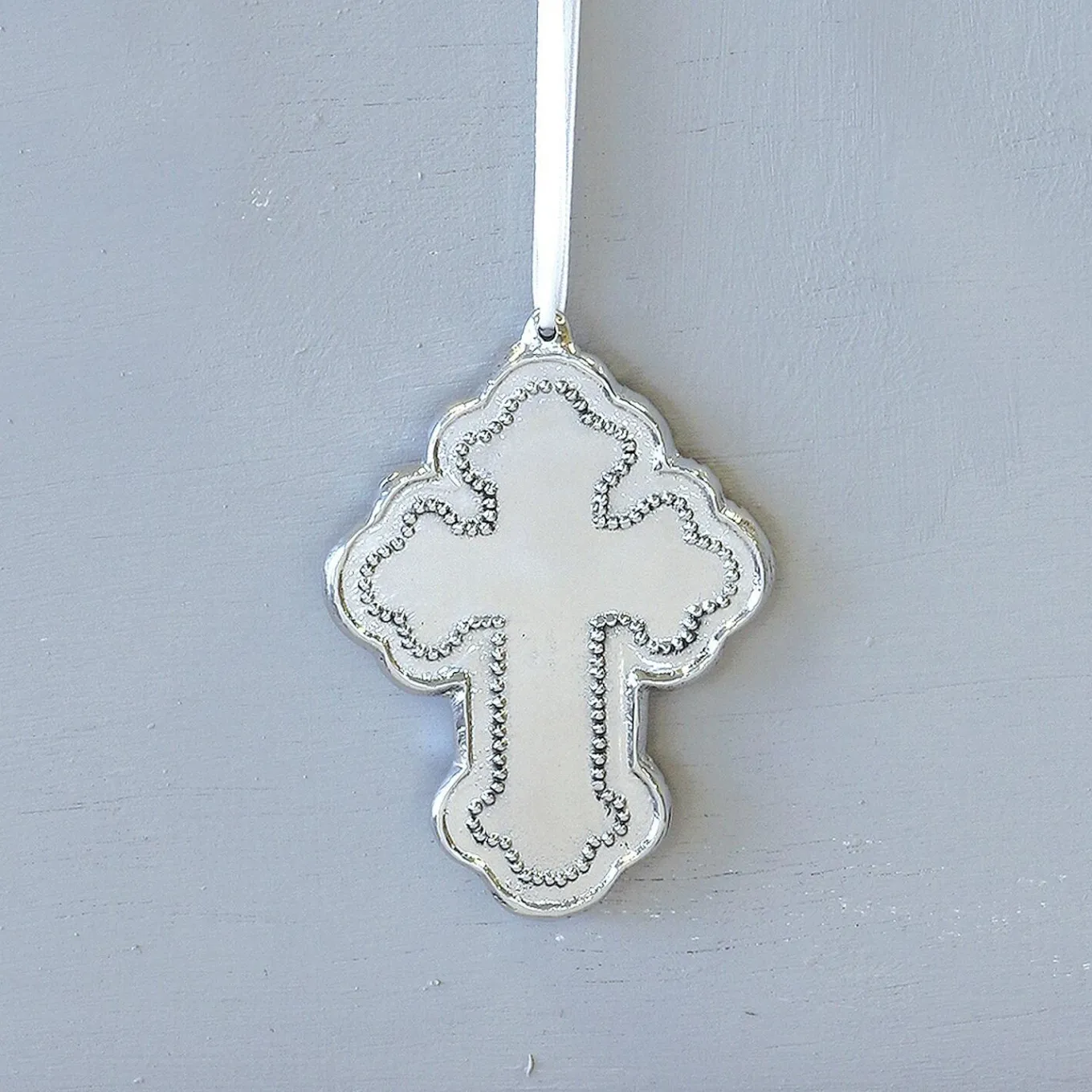 BABY Pearl Cross Ornament