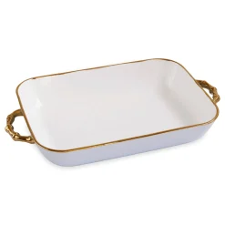 CERAMIC Bambu Rectangular Casserole Periwinkle & White SECONDS - NON R