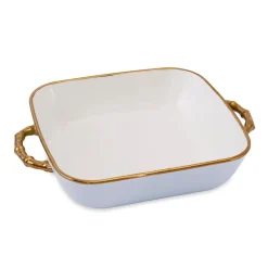 CERAMIC Bambu Square Casserole Periwinkle & White SECONDS - NON REFUND