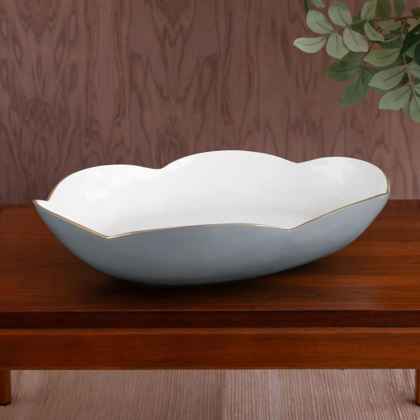 ENCANTO Amelia Extra Large Oval Bowl Slate and White