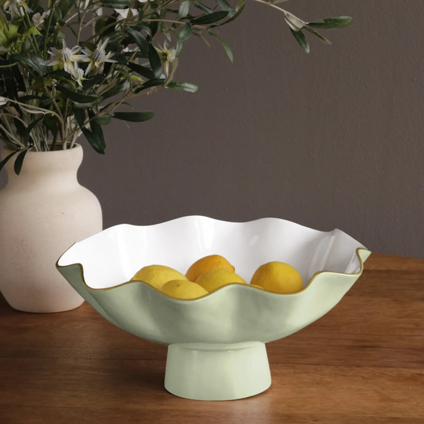 ENCANTO Carola Large Pedestal (Pistachio and White)