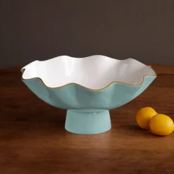 ENCANTO Carola Large Pedestal (Turquoise and White)