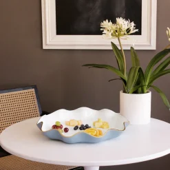 ENCANTO Carola Large Round Platter (Periwinkle and White)