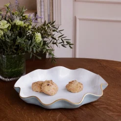 ENCANTO Carola Large Round Platter Slate and White