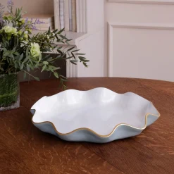 ENCANTO Carola Large Round Platter Slate and White