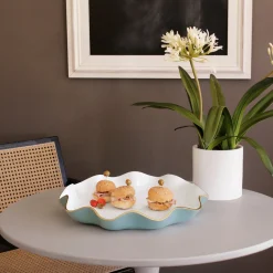 ENCANTO Carola Large Round Platter (Turquoise and White)