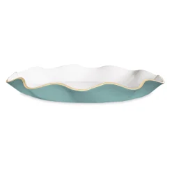 ENCANTO Carola Large Round Platter (Turquoise and White)