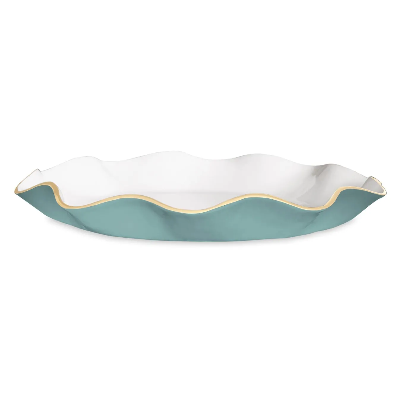 ENCANTO Carola Large Round Platter (Turquoise and White)