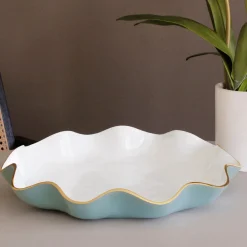 ENCANTO Carola Large Round Platter (Turquoise and White)