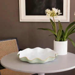 ENCANTO Carola Large Round Platter (Pistachio and White)