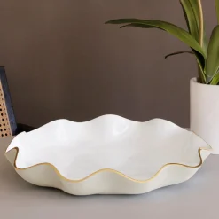 ENCANTO Carola Large Round Platter (Cream and White)