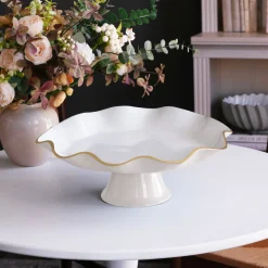 ENCANTO Carola Pedestal Cake Plate (Cream and White)