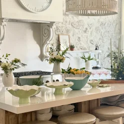 ENCANTO Carola Pedestal Cake Plate (Pistachio and White)