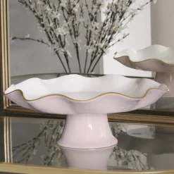 ENCANTO Carola Pedestal Cake Plate (Camellia and White)