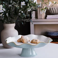 ENCANTO Carola Pedestal Cake Plate (Slate and White)