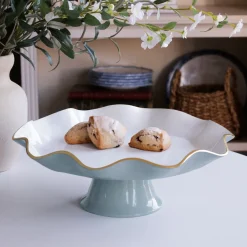 ENCANTO Carola Pedestal Cake Plate (Slate and White)