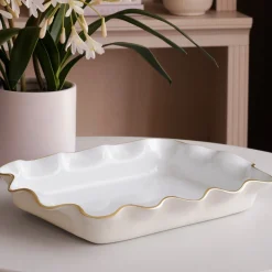 ENCANTO Carola Rectangle Casserole Holder (Cream and White)