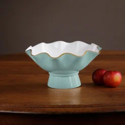 ENCANTO Carola Small Pedestal (Turquoise and White)