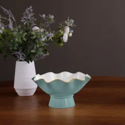 ENCANTO Carola Small Pedestal (Turquoise and White)