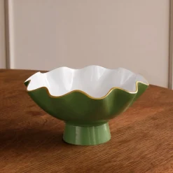 ENCANTO Carola Small Pedestal Leaf Green and White