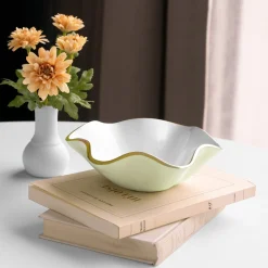 ENCANTO Carola Small Round Bowl (Pistachio and White)