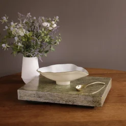 ENCANTO Claire Small Oval Bowl with Spoon (Cream, White and Gold)