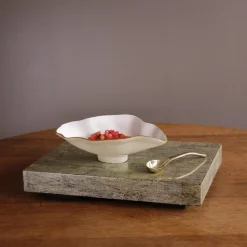 ENCANTO Claire Small Oval Bowl with Spoon (Cream, White and Gold)