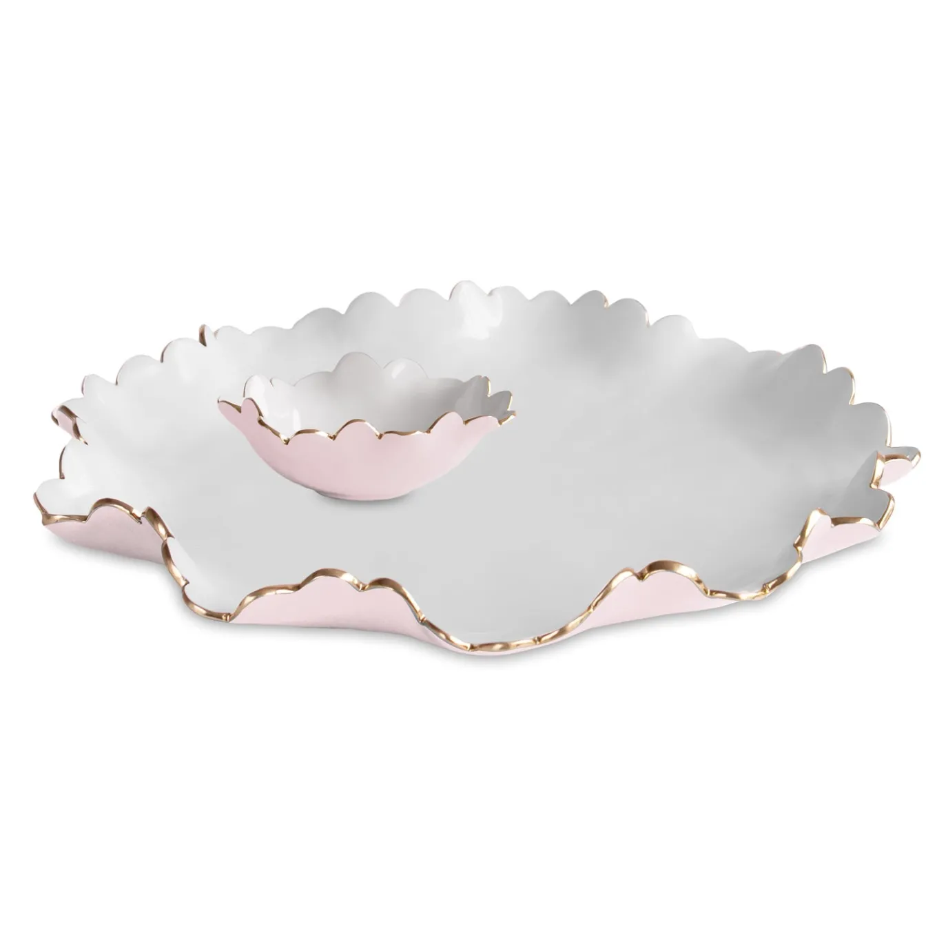 ENCANTO Colette Large Chip and Dip (Camellia and White)