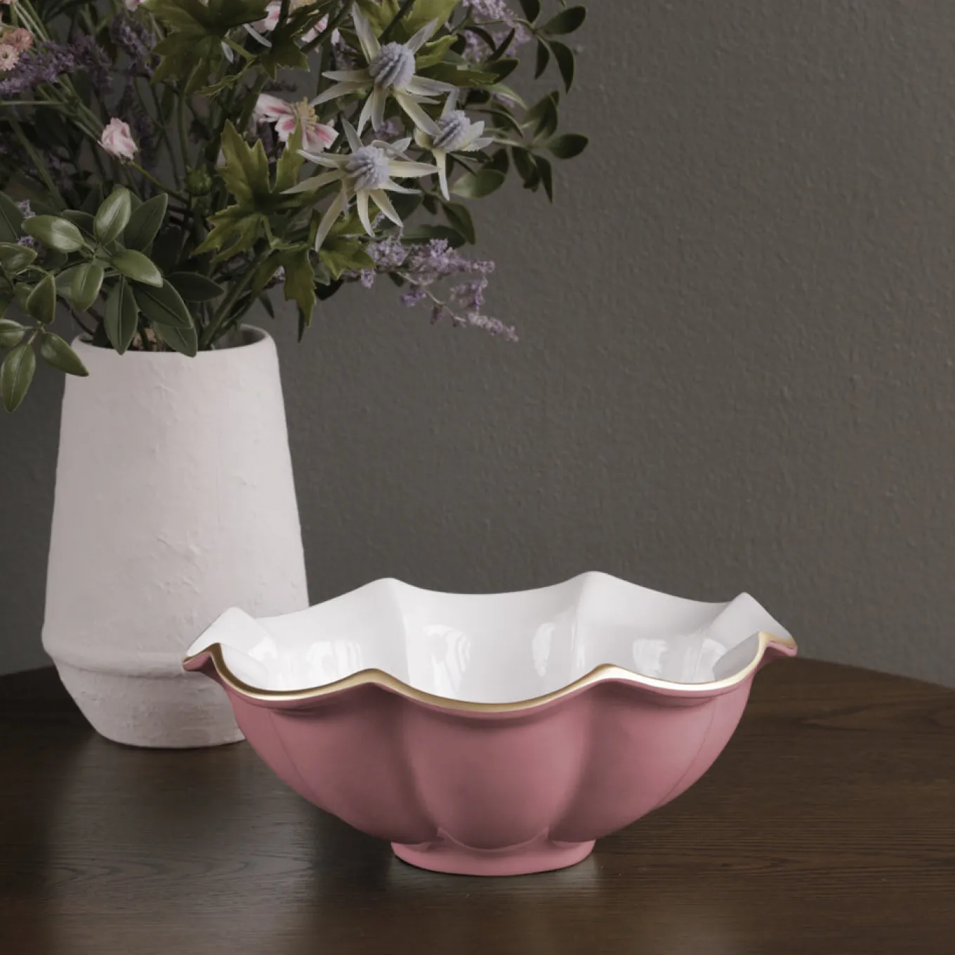 ENCANTO Devon Medium Bowl (Pink and White)