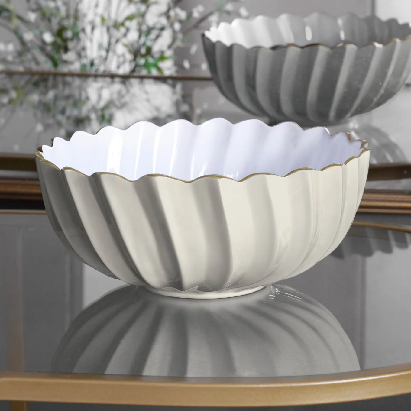 ENCANTO Orlando Medium Bowl (Cream and White)