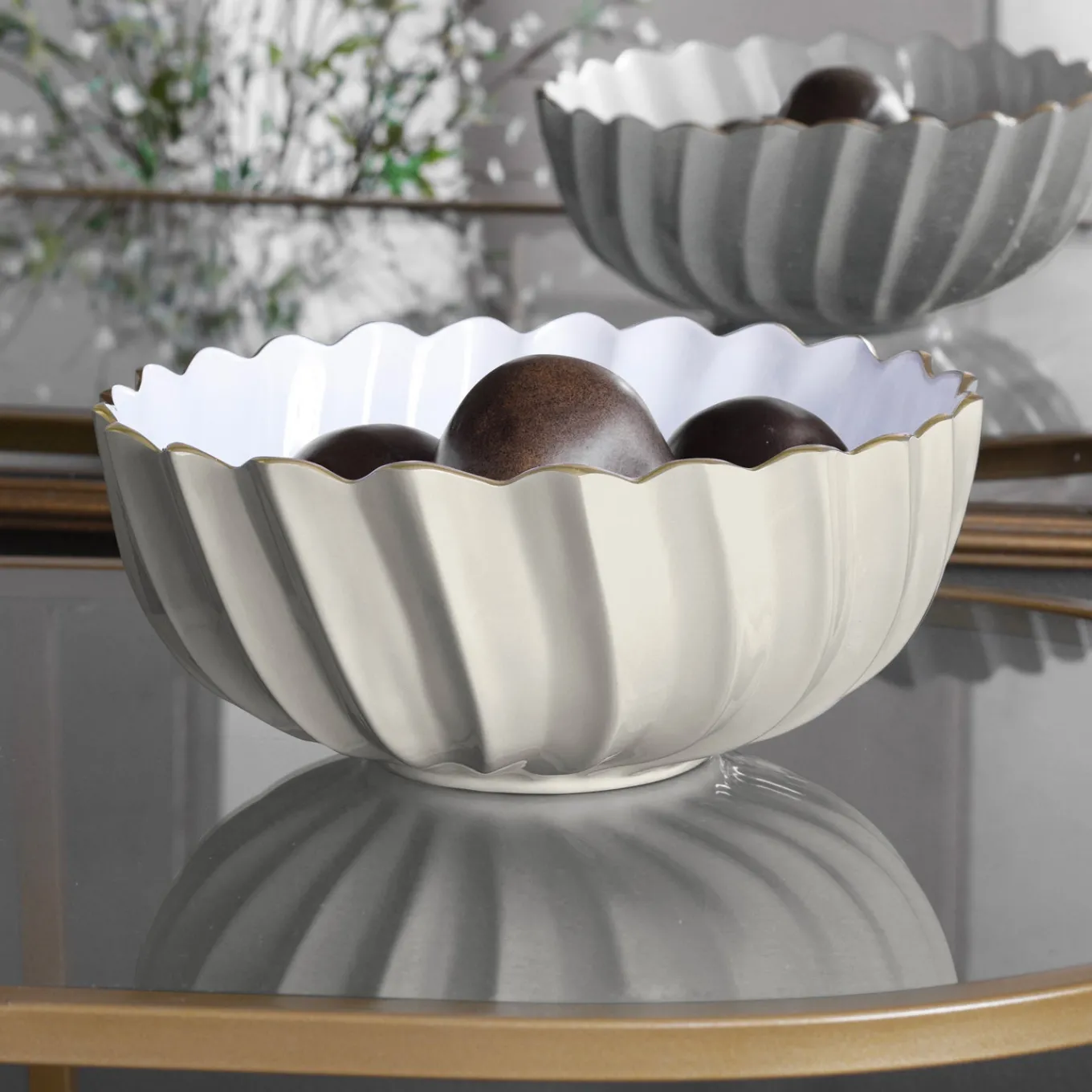 ENCANTO Orlando Medium Bowl (Cream and White)