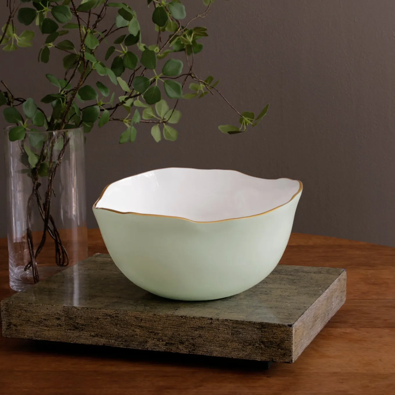ENCANTO Osaka Large Bowl (Pistachio and White)
