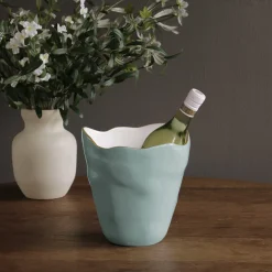 ENCANTO Soho Large Ice Bucket (Turquoise and White)