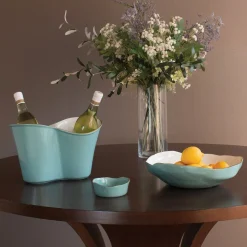 ENCANTO Soho Wine Coaster (Turquoise and White)