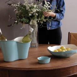 ENCANTO Soho Wine Coaster (Turquoise and White)