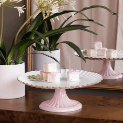 ENCANTO Vienna Pedestal Cake Plate Camellia and White