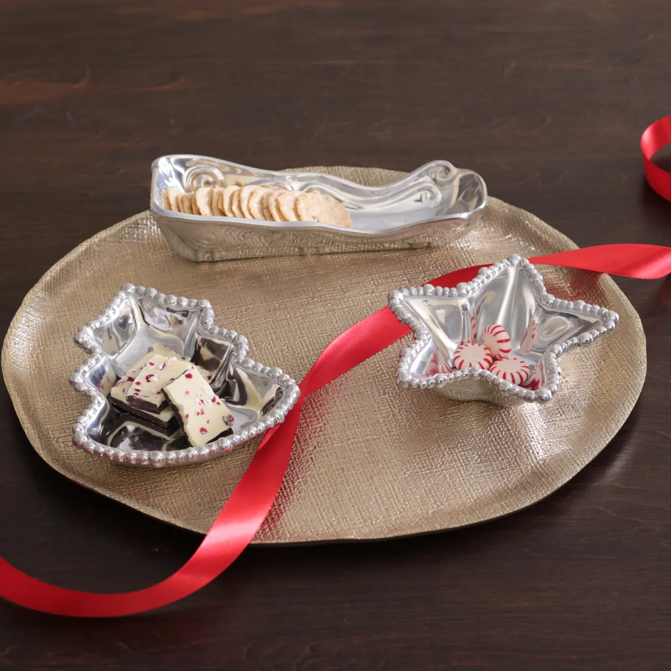 GIFTABLES Holiday Christmas Tree Mini Platter