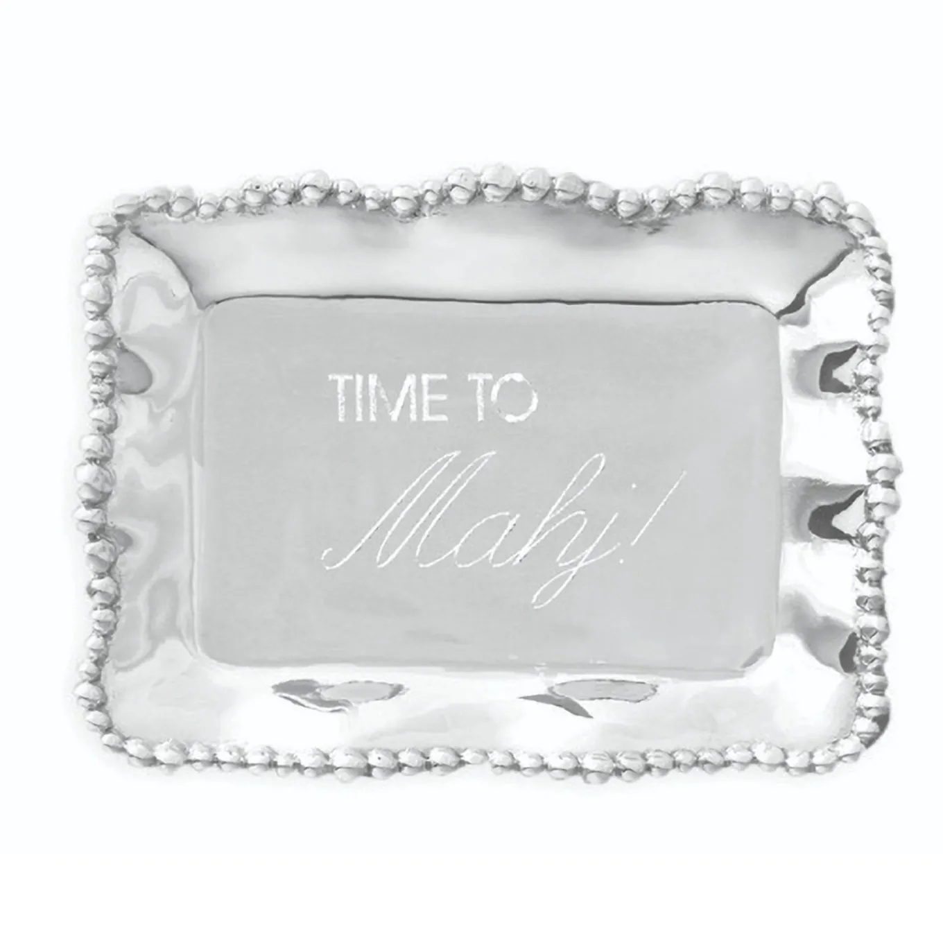 GIFTABLES Organic Pearl Rectangular Engraved Tray "Time to Mahj!"