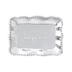 GIFTABLES Organic Pearl Rectangular Engraved Tray - love you a lot