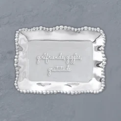 GIFTABLES Organic Pearl Rectangular Engraved Tray - girlfriends, giggl