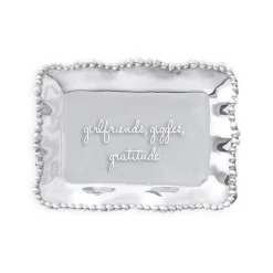 GIFTABLES Organic Pearl Rectangular Engraved Tray - girlfriends, giggl