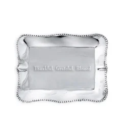 GIFTABLES Pearl Denisse Rectangular Engraved Tray "Thankful, Grateful,