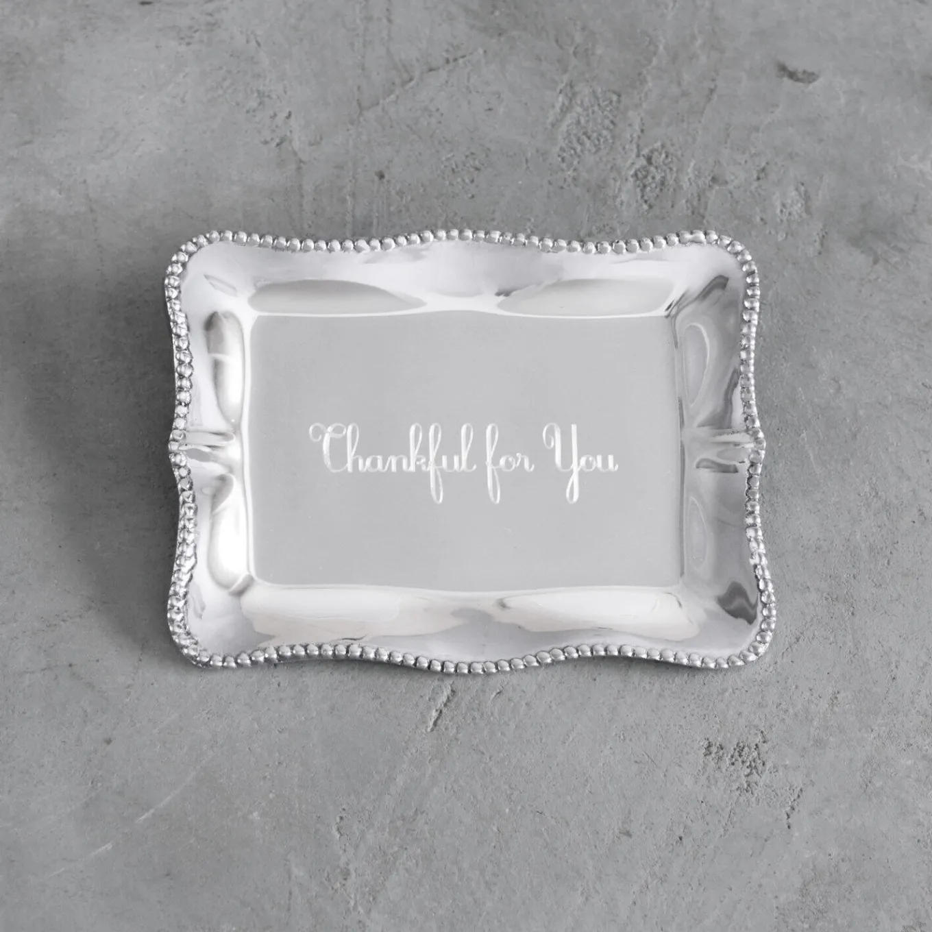 GIFTABLES Pearl Denisse Rectangular Engraved Tray - Thankful for You