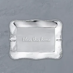 GIFTABLES Pearl Denisse Rectangular Engraved Tray "Bless this home"