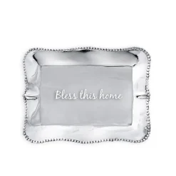 GIFTABLES Pearl Denisse Rectangular Engraved Tray "Bless this home"