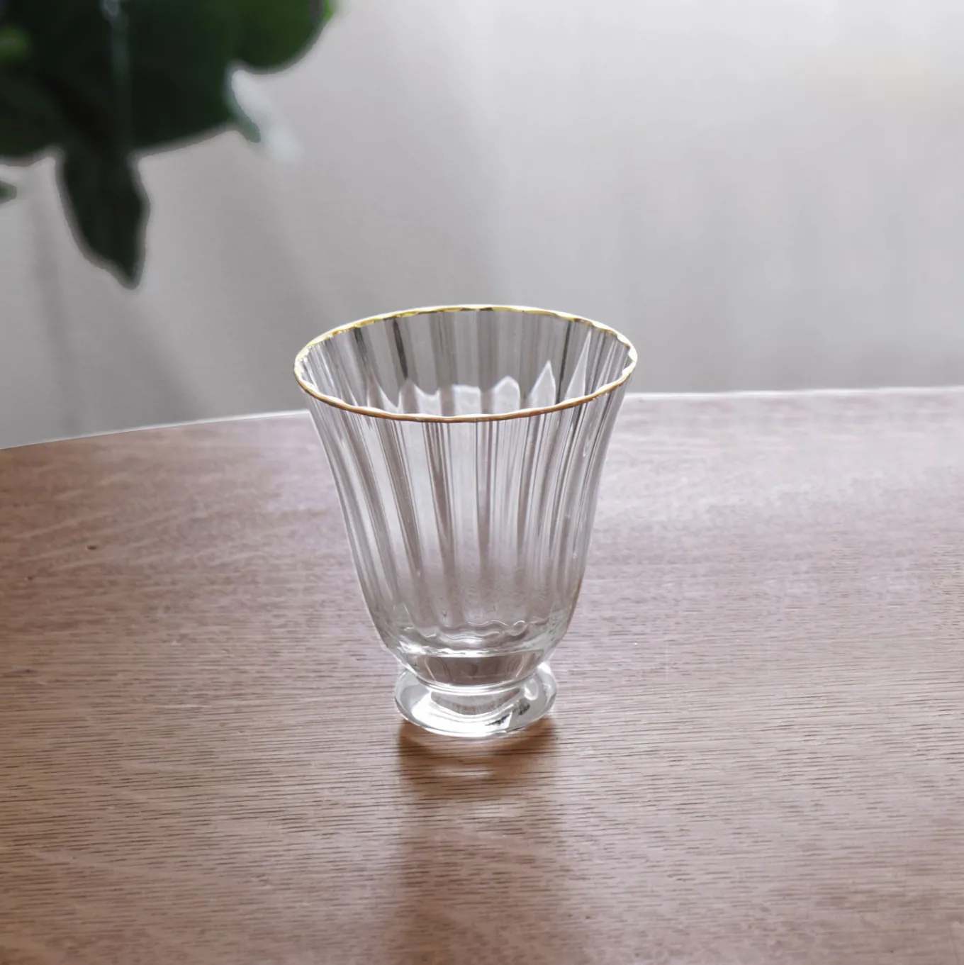 GLASS Audrey Stemless All Purpose Glass with Gold Rim Set of 4 (Clear