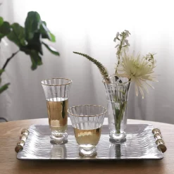 GLASS Audrey Stemless All Purpose Glass with Gold Rim Set of 4 (Clear