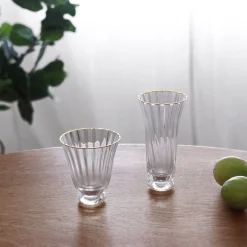 GLASS Audrey Stemless All Purpose Glass with Gold Rim Set of 4 (Clear