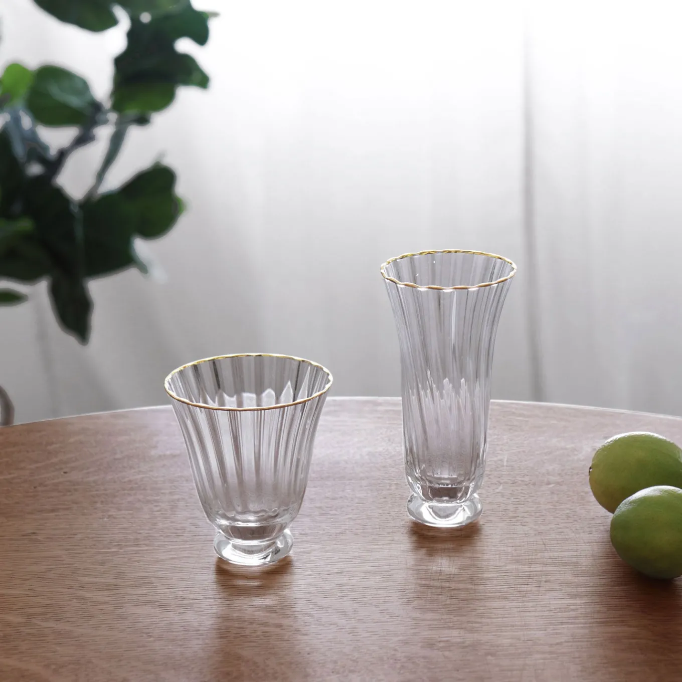 GLASS Audrey Stemless All Purpose Glass with Gold Rim Set of 4 (Clear