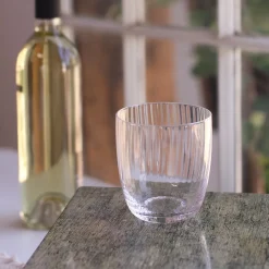 GLASS Audrey Stemless Flute with Gold Rim Set of 4 (Clear and Gold)